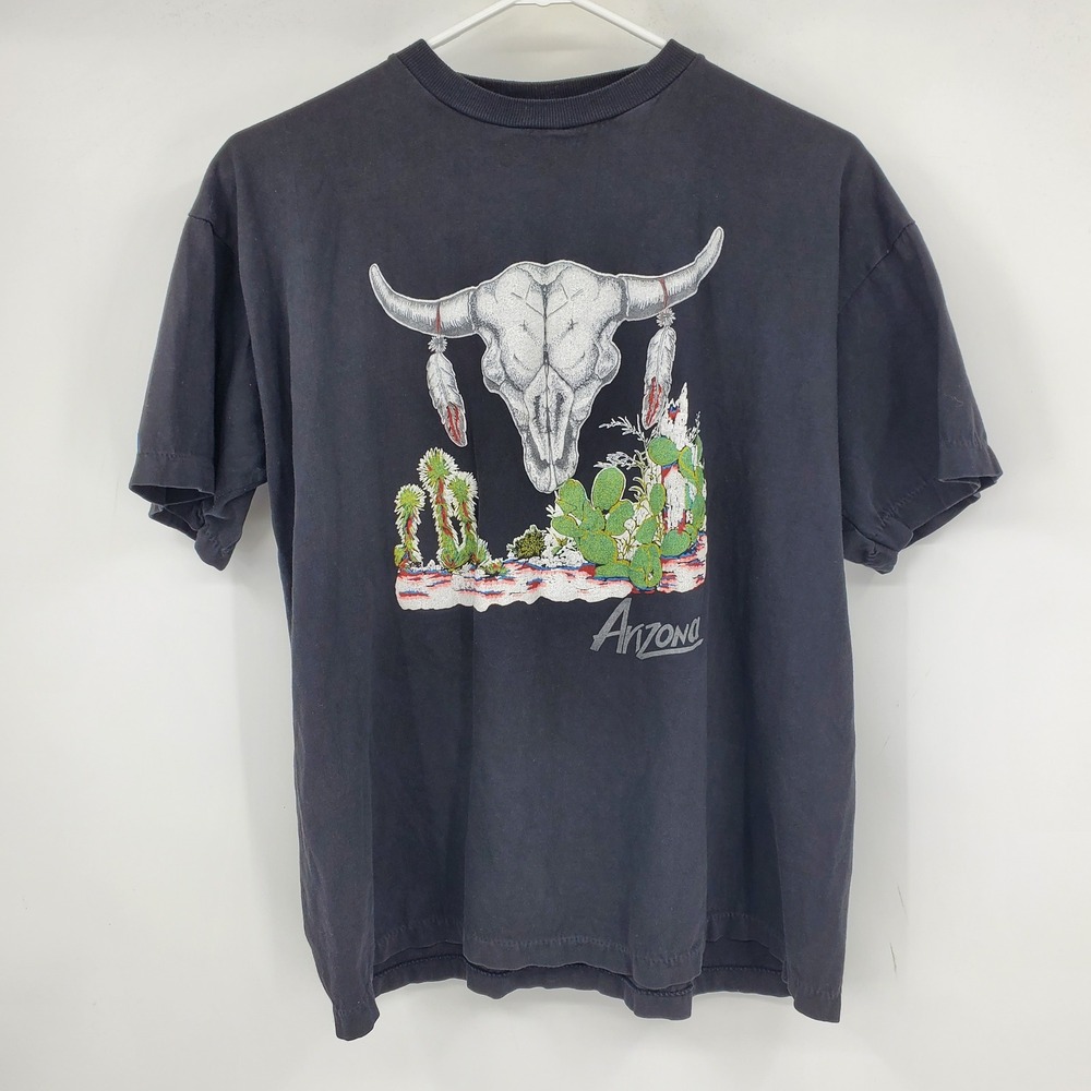Vintage Tourchamp‎ Arizona Single Stitch Cow Skull Cactus Graphic Shirt Large